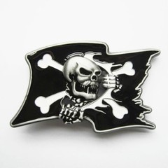 NEW PIRATE FLAG SKULL BOAT CROSSBONES 3-D BELT BUCKLE