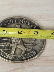 NRA Life Member Right To Bear Arms Belt Buckle Solid Brass Jadco Hunting Guns