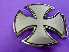 Maltese Celtic Iron Cross Gothic Punk Biker Vibe Cutout Silver Tone Belt Buckle