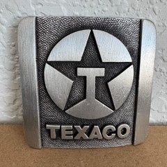 Vintage Texaco 1983 Pewter Belt Buckle Circle Star Logo