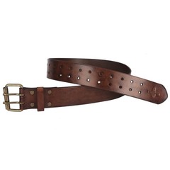 TOURBON Leather Belt 27-40 inch for Men with Double Prong 40-inch Long, Brown