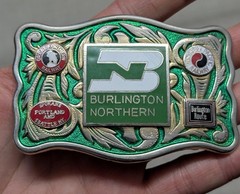 vintage BURLINGTON NORTHERN belt buckle RAILROAD pacific great railway WESTERN