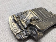 vintage TRUCKER belt buckle BIG RIG semi-truck SOLID BRASS heavy WESTERN cowboy