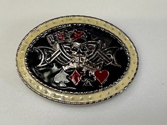 Lucky Gambling Skull Straight Flush Poker Playing Card 4 Queen&rsquo;s Belt Buckle