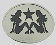 Trucker Mud Girl Flap Belt Buckle Sexy Lady Pin up Belt Buckle Black Silver Star