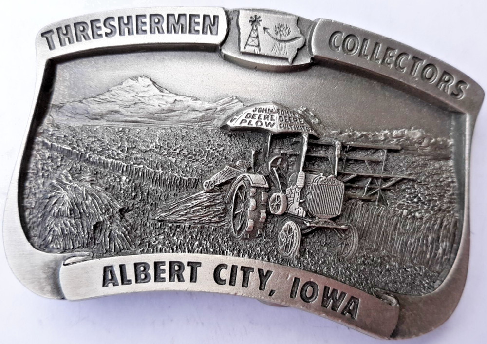 1987 Iowa Specialty belt buckle Thresherman Collectors Albert City John Deere