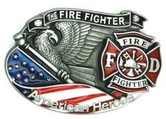 FD Dept. Fire Fighter American Heroes Eagle USA Flag Belt Buckle New