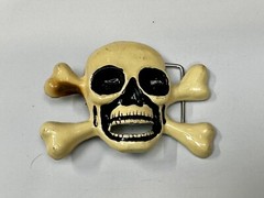 Skull And Crossbones – Silver & Black Enameled Cutout Belt Buckle By Fl&R
