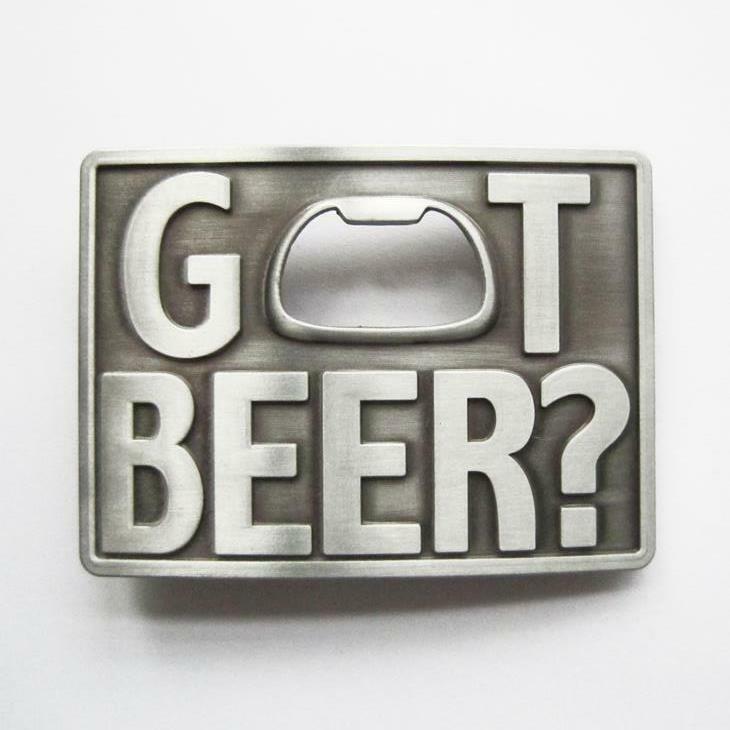 Got Beer? Beer Bottle Opener Rectangle Western Metal Novelty Belt Buckle