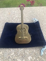 Vintage 1979 Solid Brass Baron Buckle Belt Buckle Country Western Guitar B1