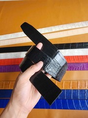 3.8CM Black 100% Genuine Leather Skin Men Belt Buckle-Handmade-Customize