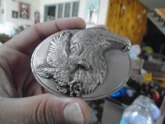 VINTAGE SISKIYOU BUCKLE CO.EAGLE PEWTER BELT BUCKLE X-89 1990