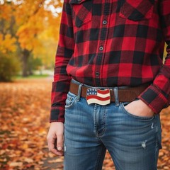 Men Women Teen Kids Buckle Western Cowboy Silver American USA Flag United States