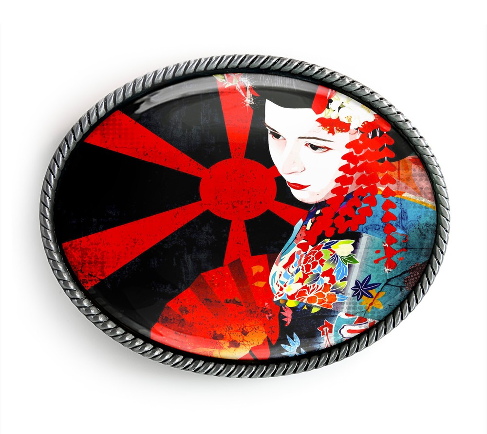 Geisha Belt Buckle – Neo Traditional Japanese Art Belt Buckles – 272