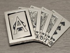 Belt Buckle Poker Royal Flush with Revolving Ace, Metal, Westside CA