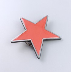 Vintage Style Red Enamel Star Belt Buckle Boucle de ceinture Stock in the US