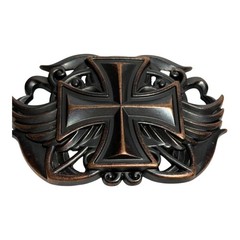 Maltese Cross Belt Buckle Cutout Gothic Outlaw Biker Punk Bronze Brown