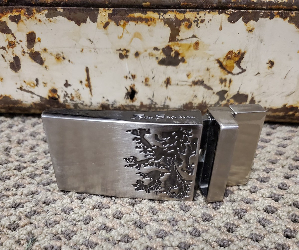 Ben Sherman Silver Lion Black Belt Y2k Buckle 1.5&Prime; Wide