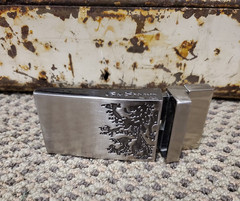 Ben Sherman Silver Lion Black Belt Y2k Buckle 1.5&Prime; Wide