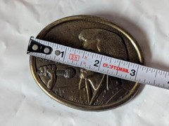 vintage 1970s belt buckle ELVIS solid brass WESTERN cowboy