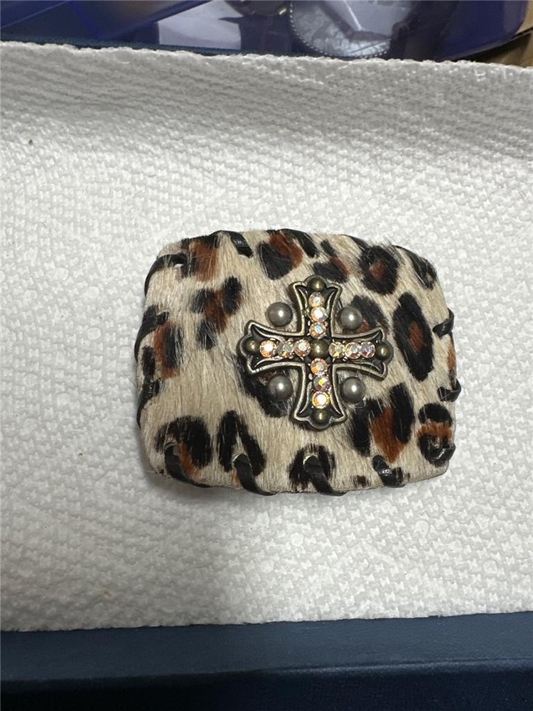 Vintage Handmade Leopard Print with Cross Belt Buckle