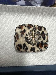 Vintage Handmade Leopard Print with Cross Belt Buckle