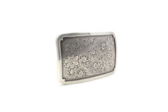 Silver Floral Western Cowboy Belt Buckle, (1.5 ») Removable Western Buckle