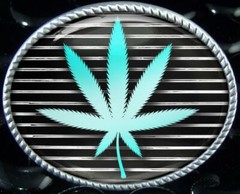 Stoner Belt Buckle – Marijuana Pot Stripes Handmade Oval Belt Buckle