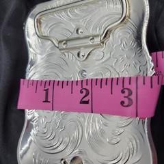 Running bull Western belt buckle silver and rose tone zinc alloy