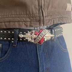 2000s Love Hurts Vintage Belt Graphic Style Adjustable Fits 26-34 Unisex Fit