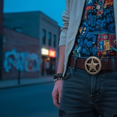 Men Women Belt Buckle Silver Metal Texas Lone Star Glitter Sparkling TX Cowboys