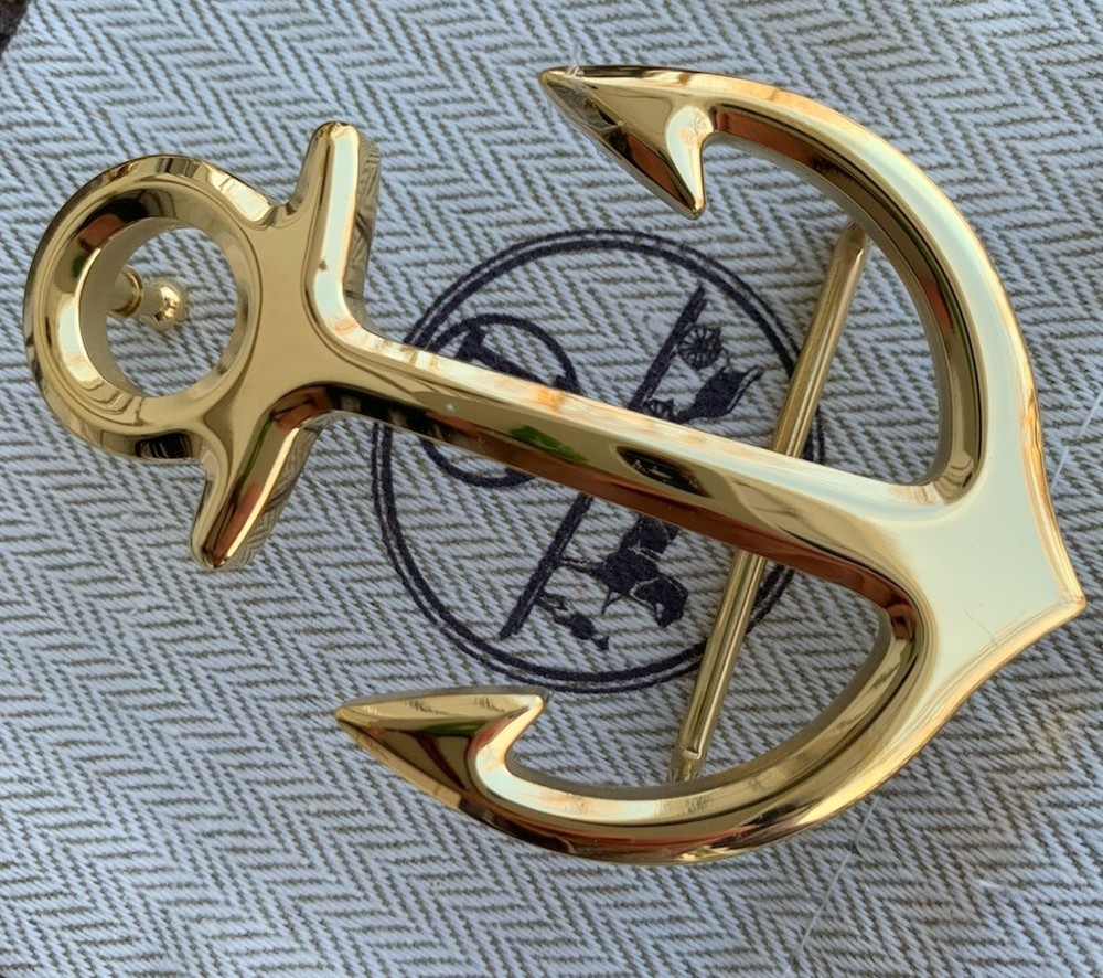Hermes Cargo 38mm Waist belt buckle polished gold-tone anchor Design New