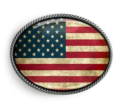 American Flag Belt Buckle – USA Grunge Art Handmade Buckle – 330