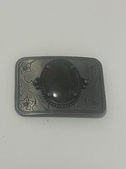Vtg. Metal Belt Buckle With Centerstone 3 1/4 In. X 2 1/4 In. Fits 1 1/2 In.