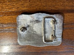 Belt Buckle. Clear Crystals With Wavy Rope Border. 3” X 2 1/4”