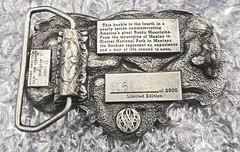 Siskiyou ROCKY MOUNTAIN Belt Buckle Vintage 1985 Pewter Eagle & Miner /2500