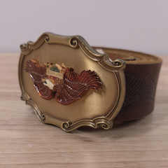 VTG Harley Davidson Belt Buckle 70s Brass Motorcycle Western Leather Belt USA