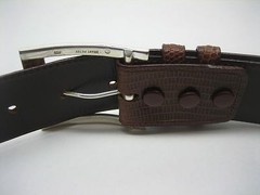 Sterling Silver buckle 2 loops & tip set w Lizard-1-1/2&Prime; belt size 26 to 46 USA.