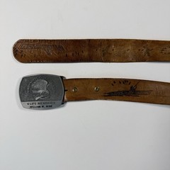 North American Hunting Club Life Member Belt Buckle With Leather Hunt Theme 38”