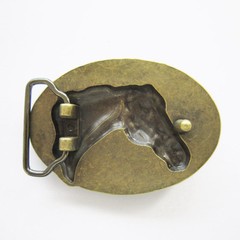 Bronze Plated Horse Head Rodeo Cowboy Western Metal Belt Buckle