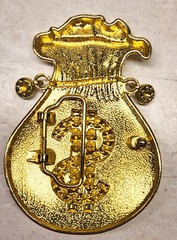 Money Bag $ Dollar Sign HIP HOP GOLD Color Chrome Metal Rhinetsones Belt Buckle