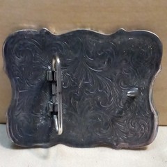 Men&rsquo;s Silver Western Cross Engraved Floral Belt Buckle Antique Finish 1.5in