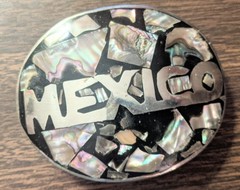 Vintage Abalone Shell MEXICO Belt Buckle Mother of Pearl Alpaca Silver