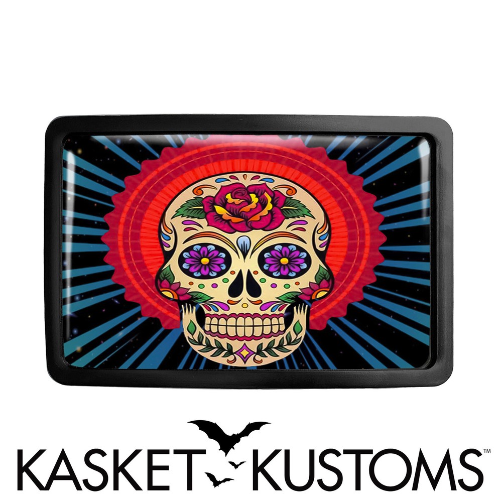 Mexican Sugar Skull Belt Buckle – Day of the Dead Tattoo Buckle – 54-2