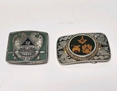 Vintage Masonic 32nd Degree Freemasons Shriner Western Style Belt Buckles 1978