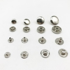 8/10/12.5/15mm Silver Plated Brass Snap Button Leather Craft Fastener Closur lot