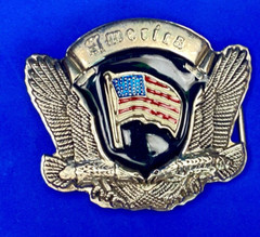 Patriotic America – Two Bald Eagles, United States Flag Cutout Belt Buckle