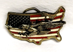 Eagle Over USA & Flag Belt Buckle #1926 Great American Buckle Co. ~ (1989)