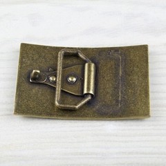 Rectangular Fish Scale Style Metal Antique Brass Belt Buckle