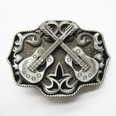 Men Belt Buckle Western Rope Cross Guitar Music Belt Buckle also Stock in US
